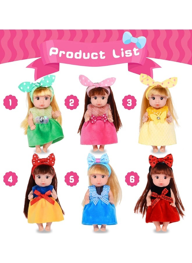 SUZZ 6pcs Mini Dolls Gift Set-Fashion Girl Doll Collection, 6 Unique Stylable Hair Dolls with Rotatable Limbs and Cute Outfits | Collectible Toy Gift for Kids - Image 4
